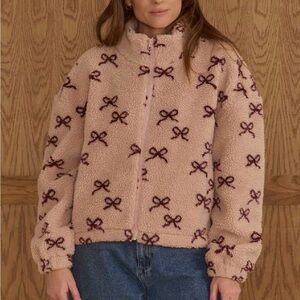 Rylee + Cru Jacket Women’s Coco Jacket in Pink bow Adult Teddy